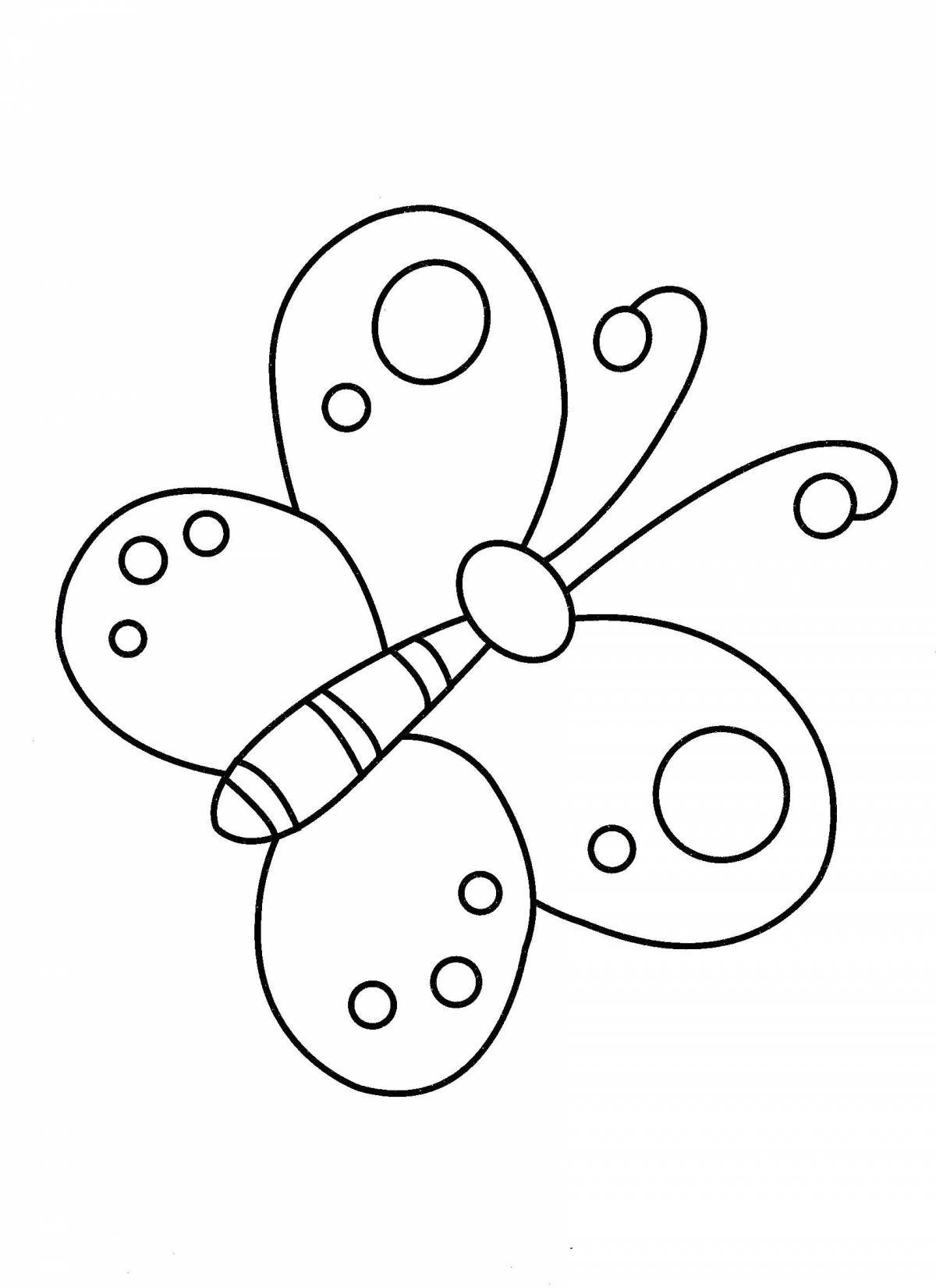 Игривая бабочка-раскраска для детей 3-4 лет