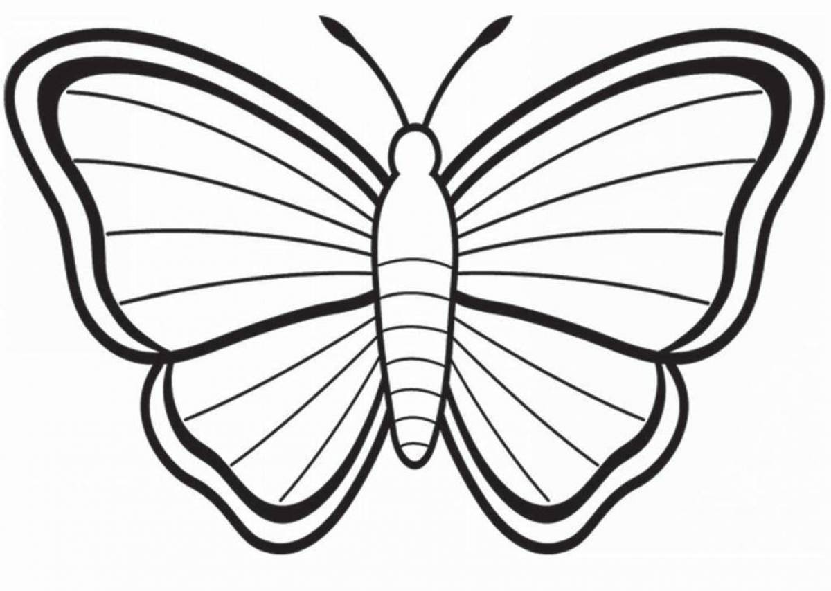 Милая бабочка-раскраска для детей 3-4 лет