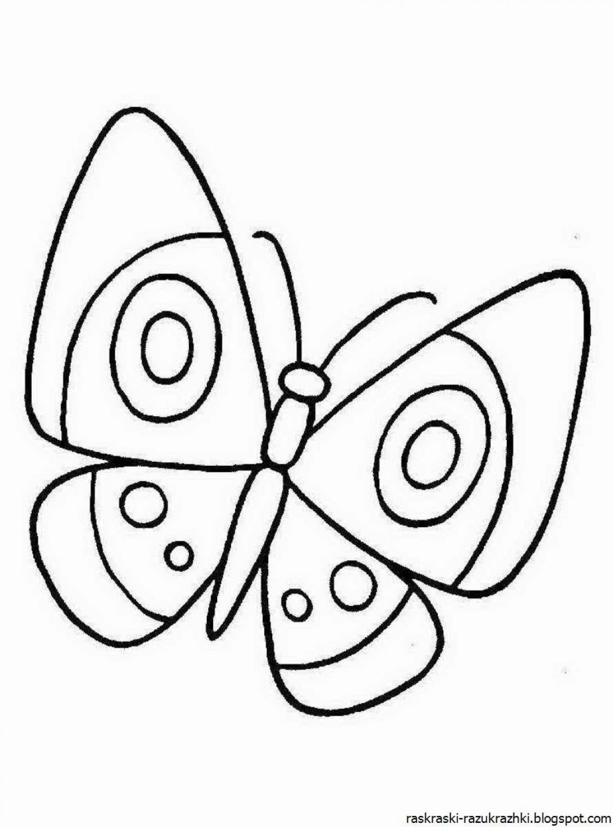 Буйная бабочка-раскраска для детей 3-4 лет