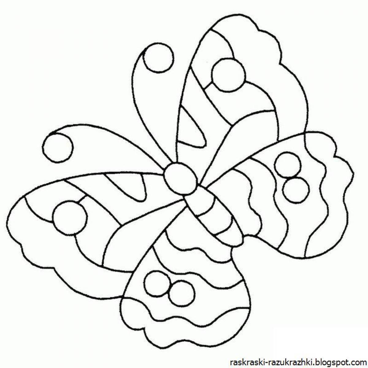 Забавная раскраска бабочки для детей 3-4 лет