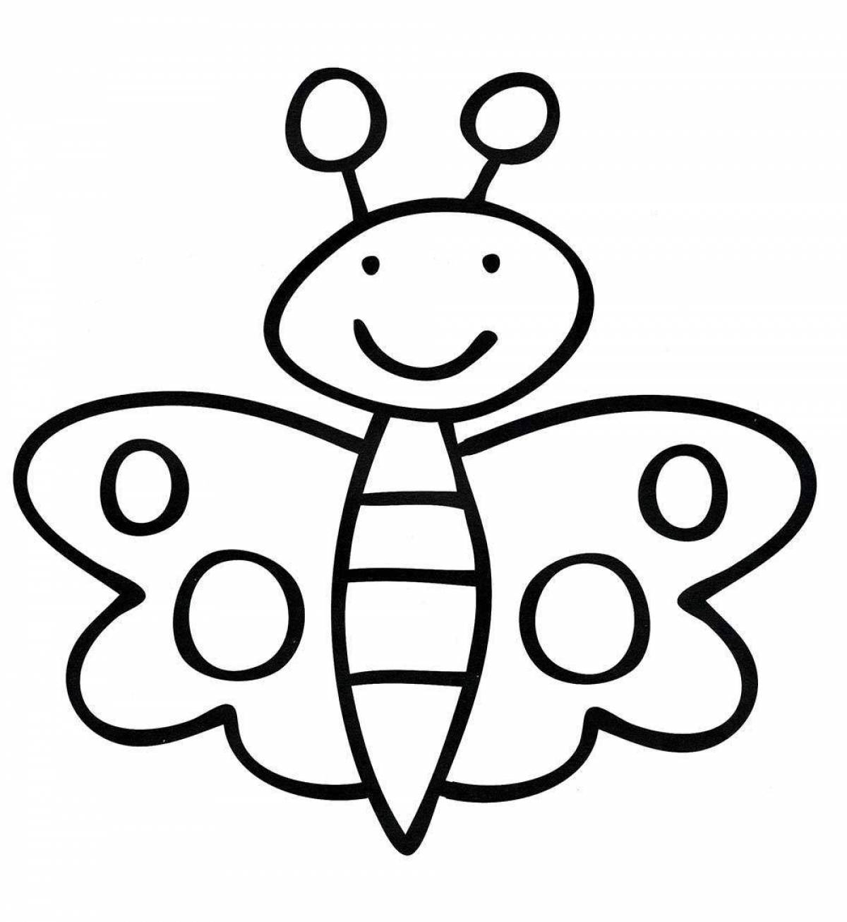 Блестящая бабочка-раскраска для детей 3-4 лет