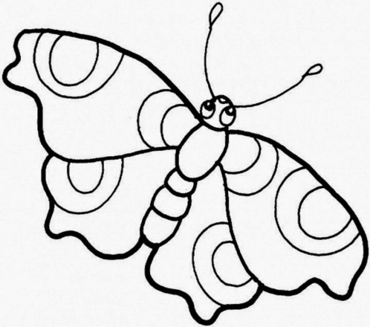 Великолепная бабочка-раскраска для детей 3-4 лет