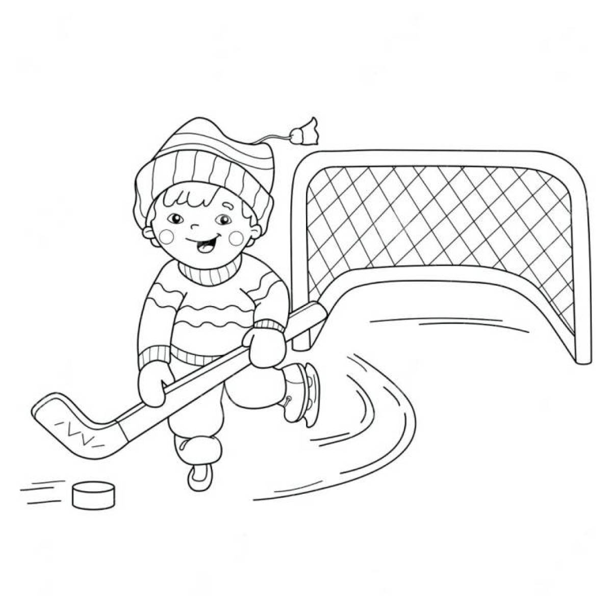 Colourful coloring for children 3-4 years old winter sports