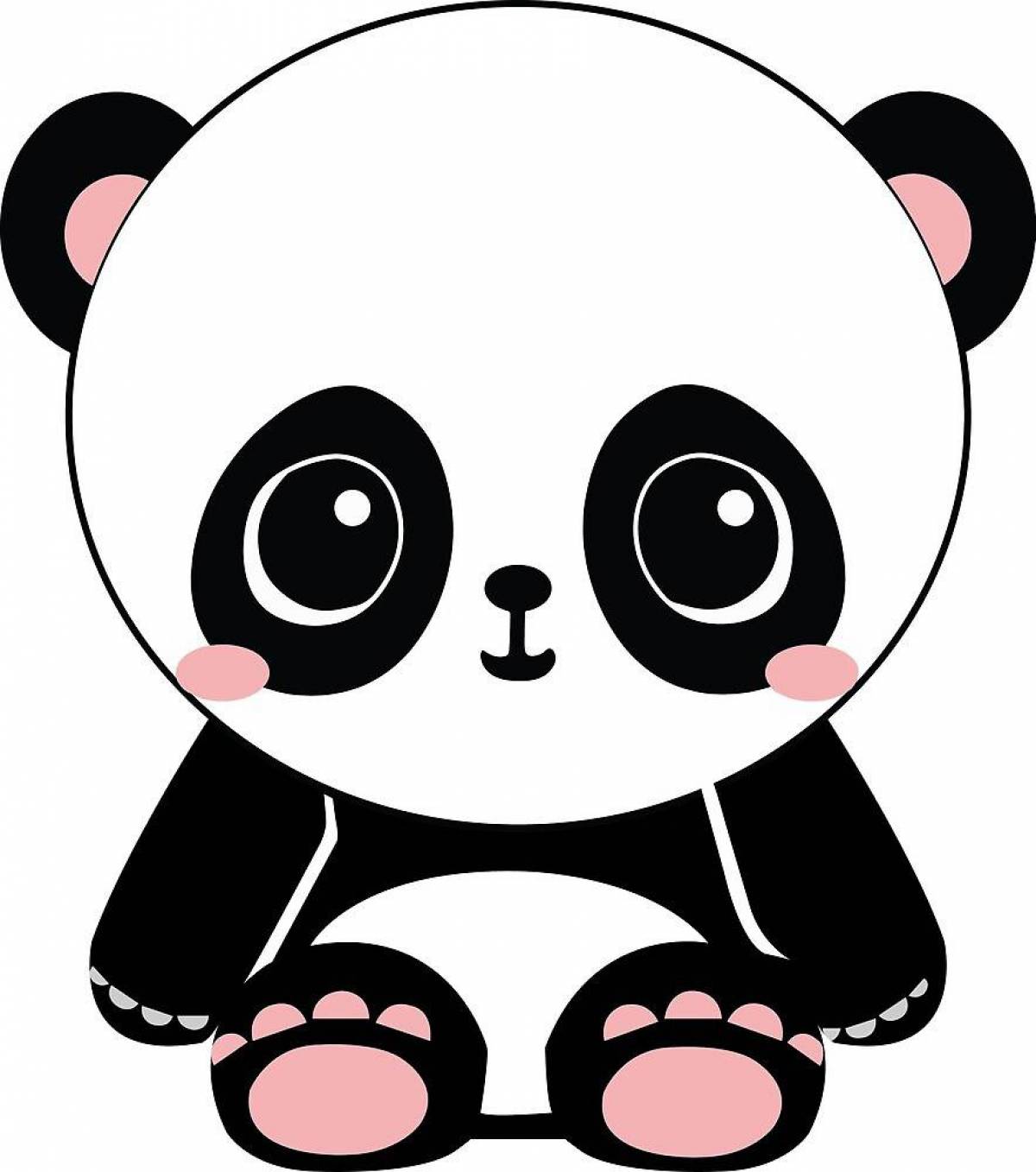 Радостная панда-раскраска