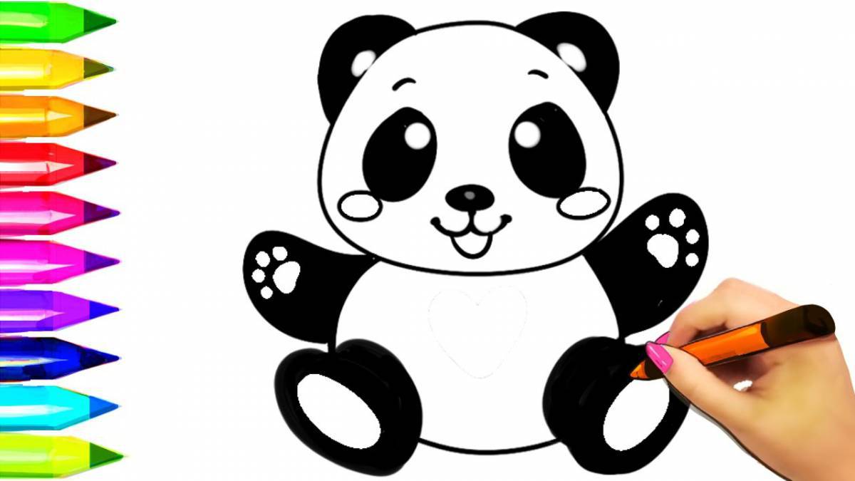 Живая панда раскраска