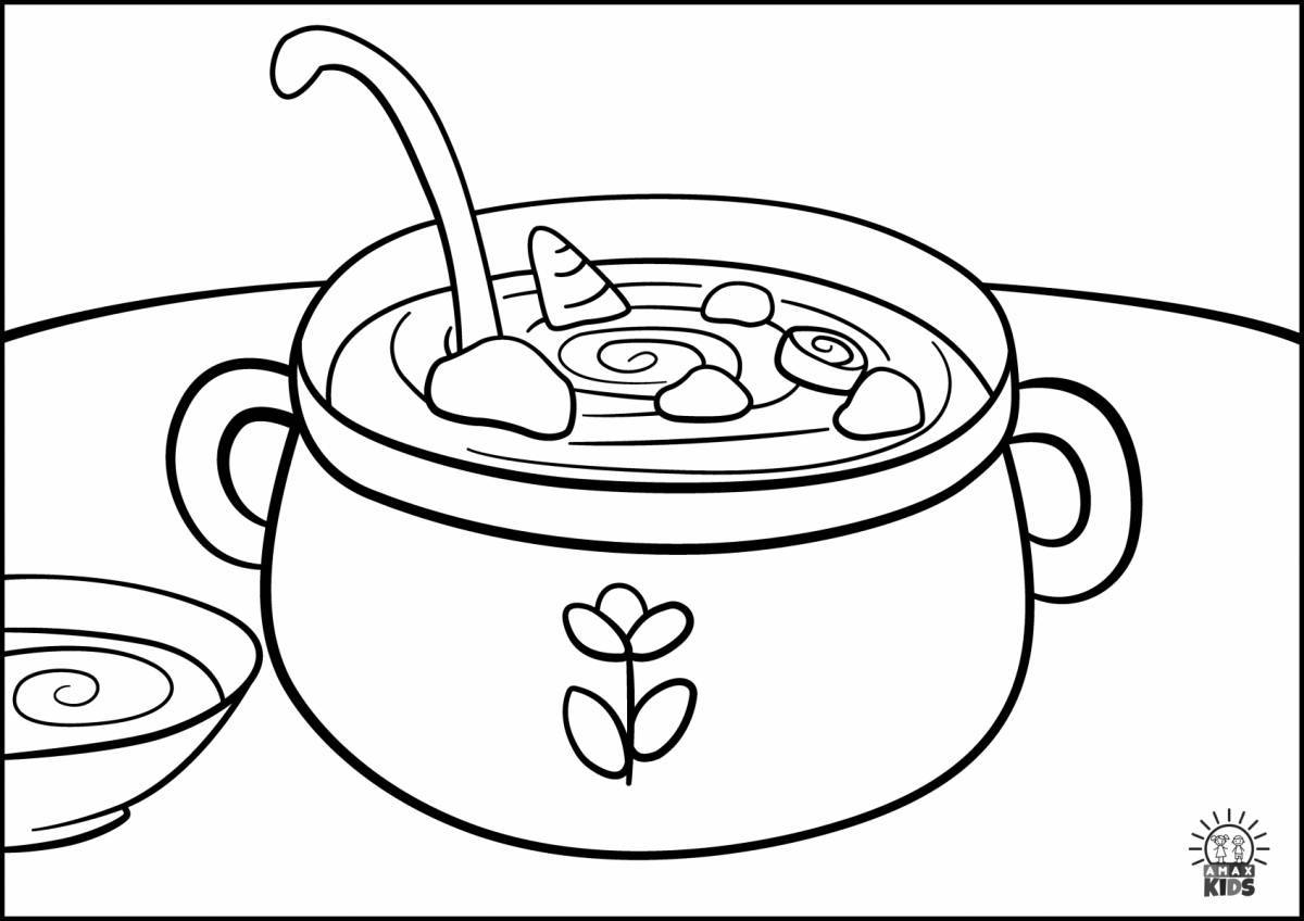 Coloring page stimulating soup