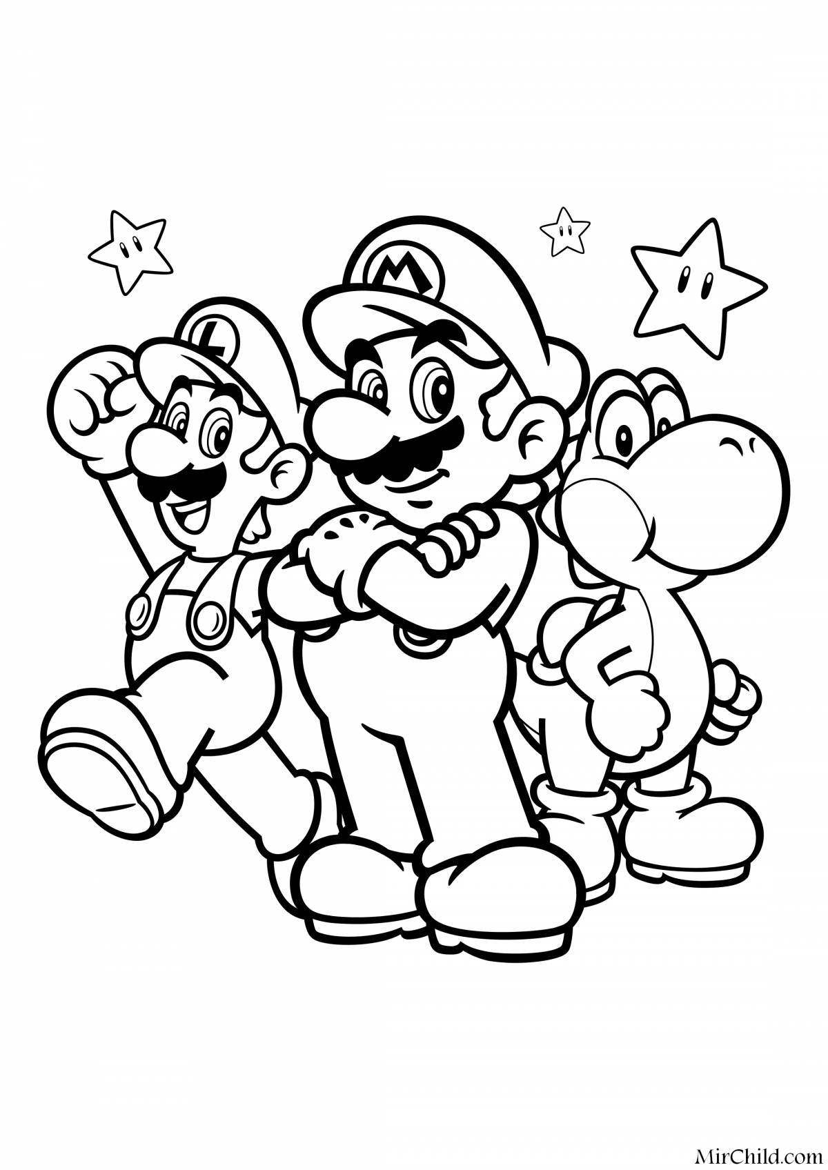 Playful super mario coloring page