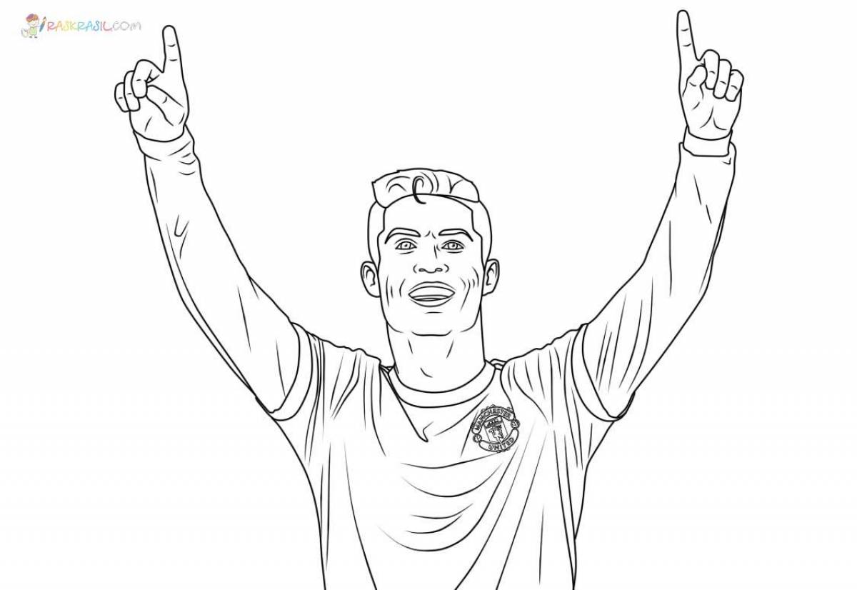 Coloring page cristiano ronaldo in high spirits