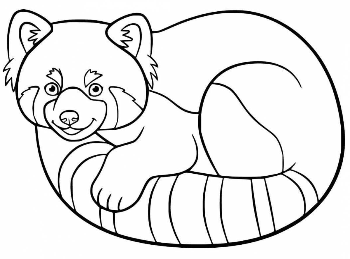 Coloring book playful red panda