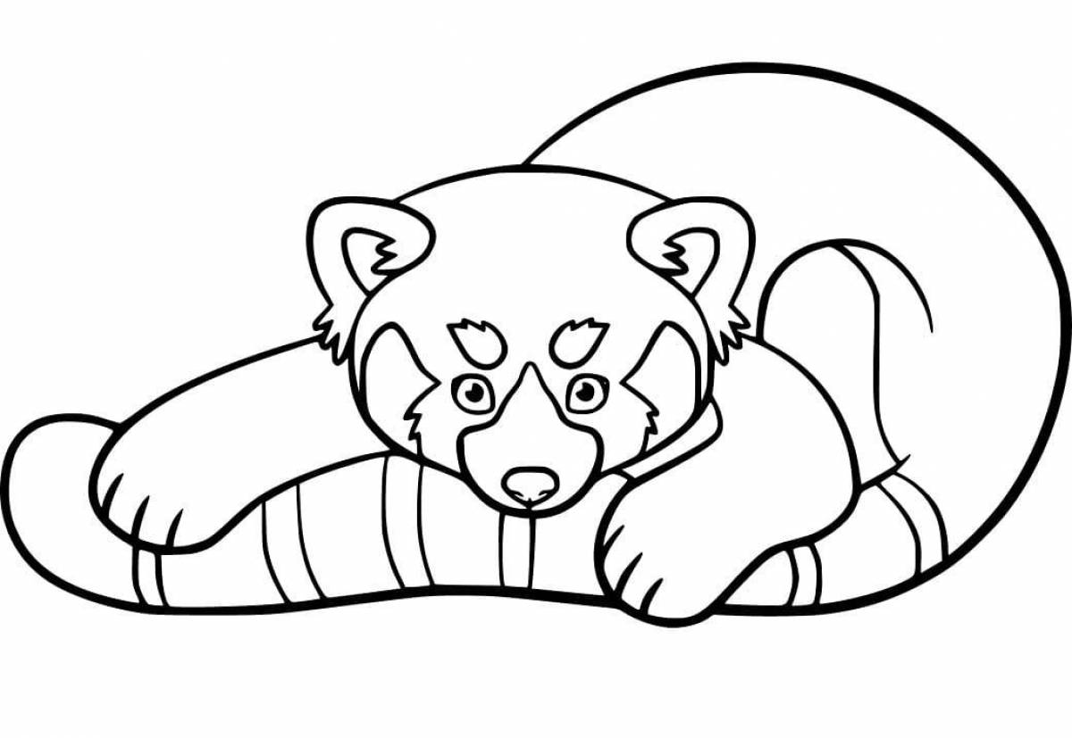 Coloring page bright red panda