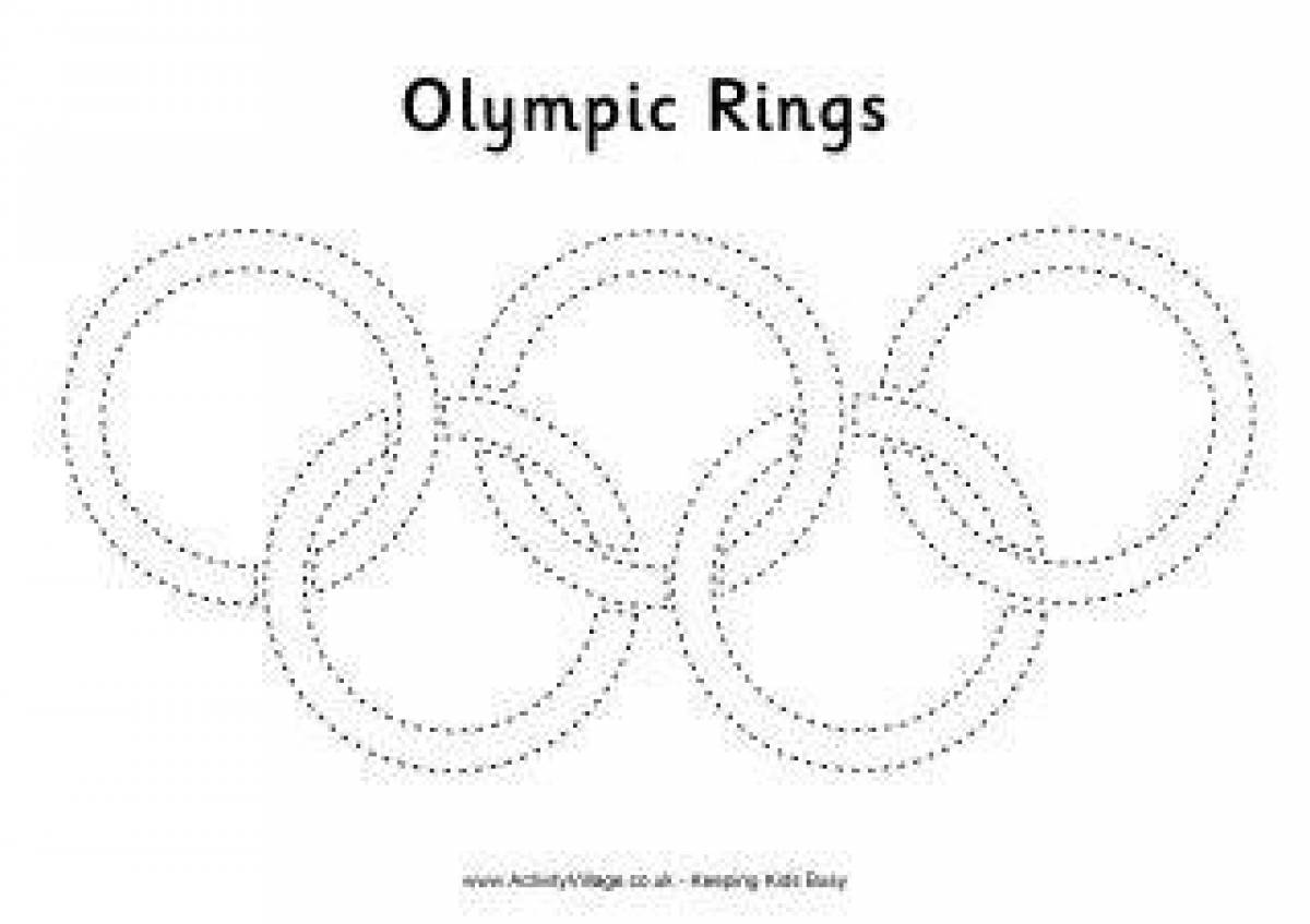 Playful olympic rings coloring page