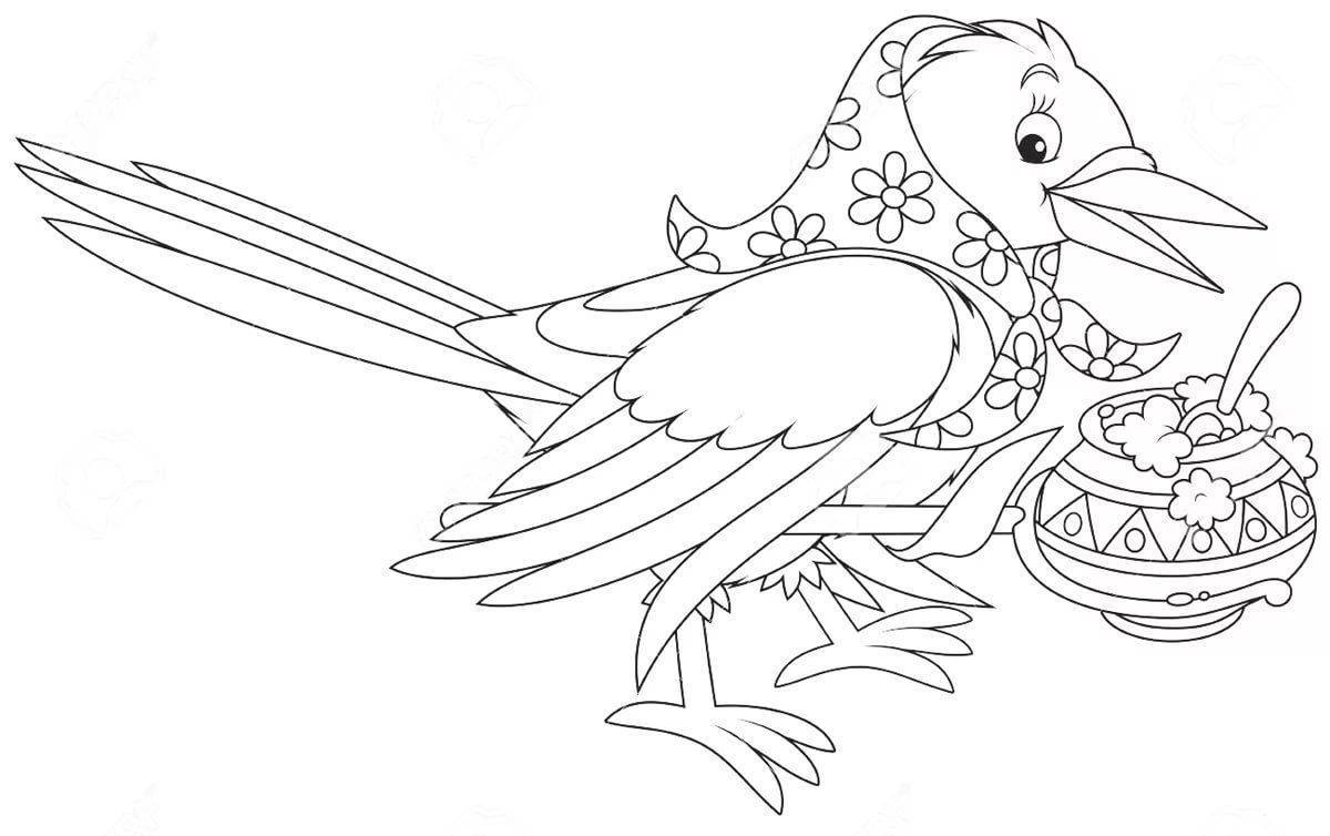 Bright magpie coloring book for children