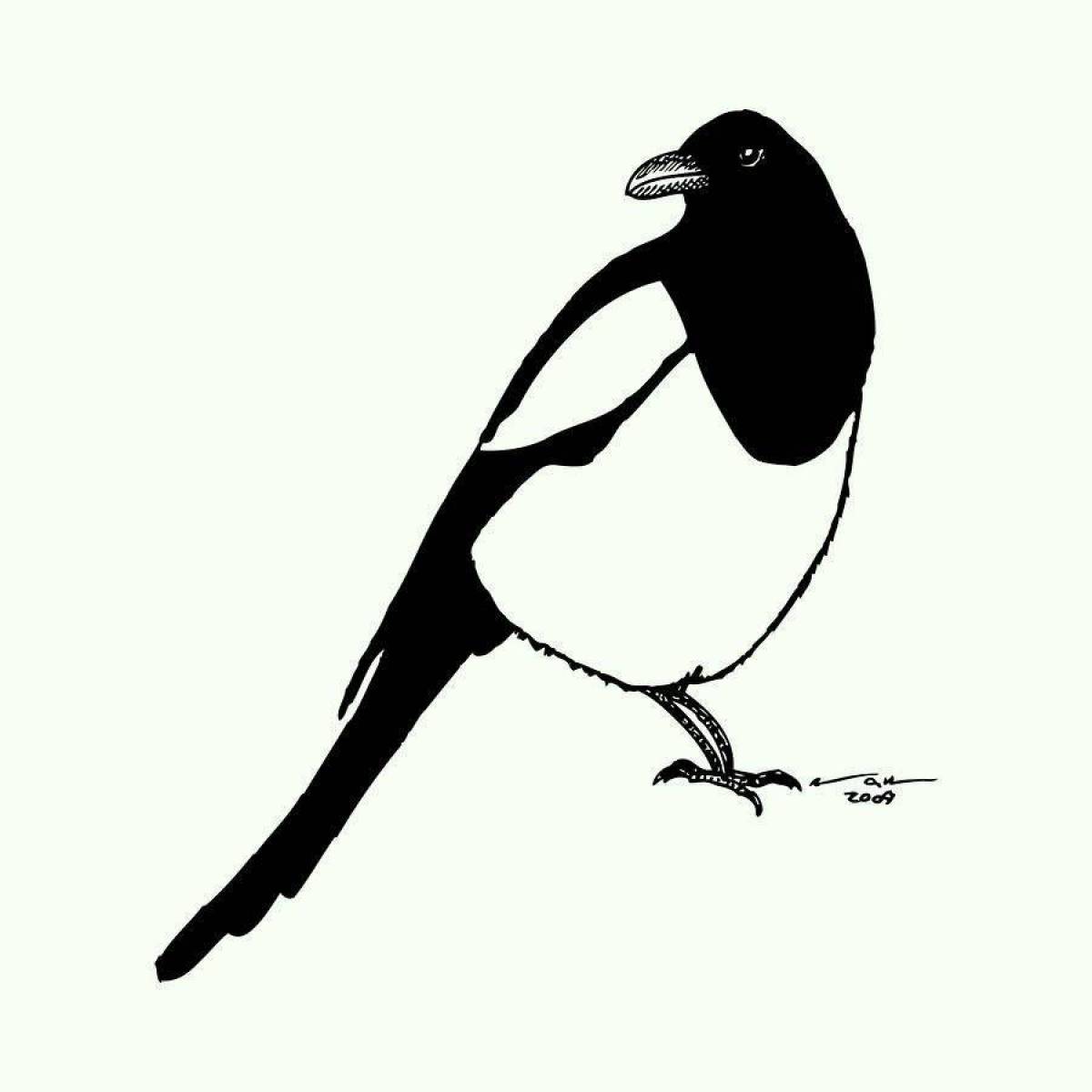 Playful magpie coloring page for kids