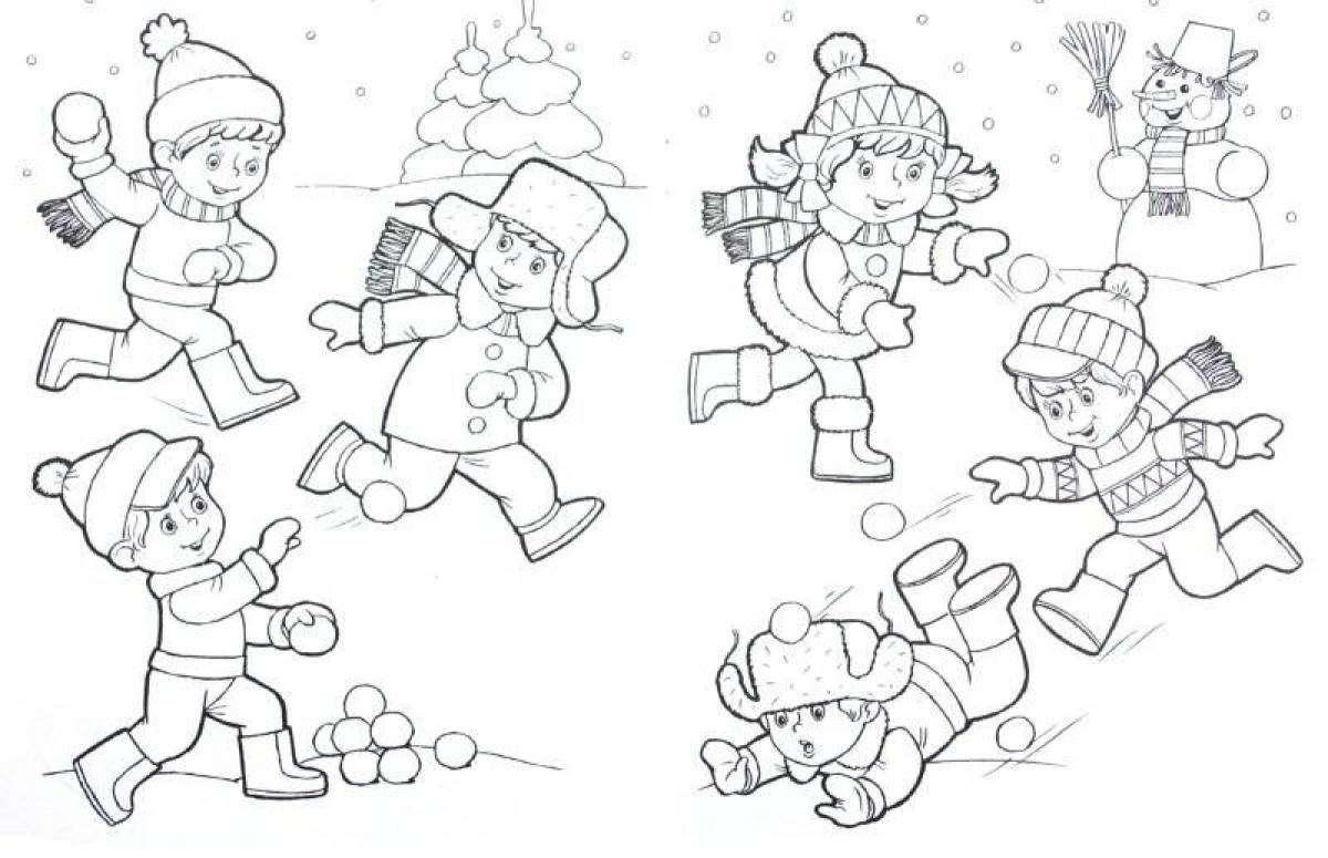 Generous winter fun coloring page
