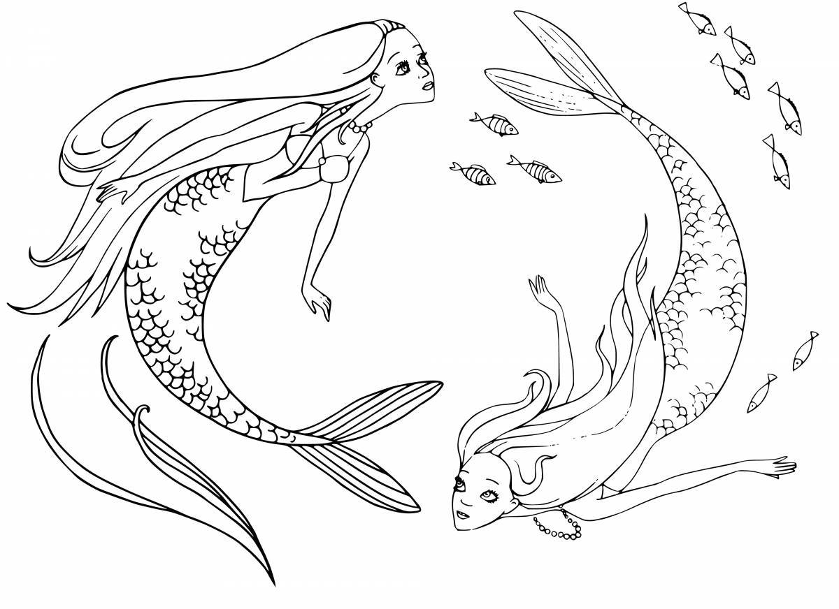 Adorable mermaid coloring book for girls