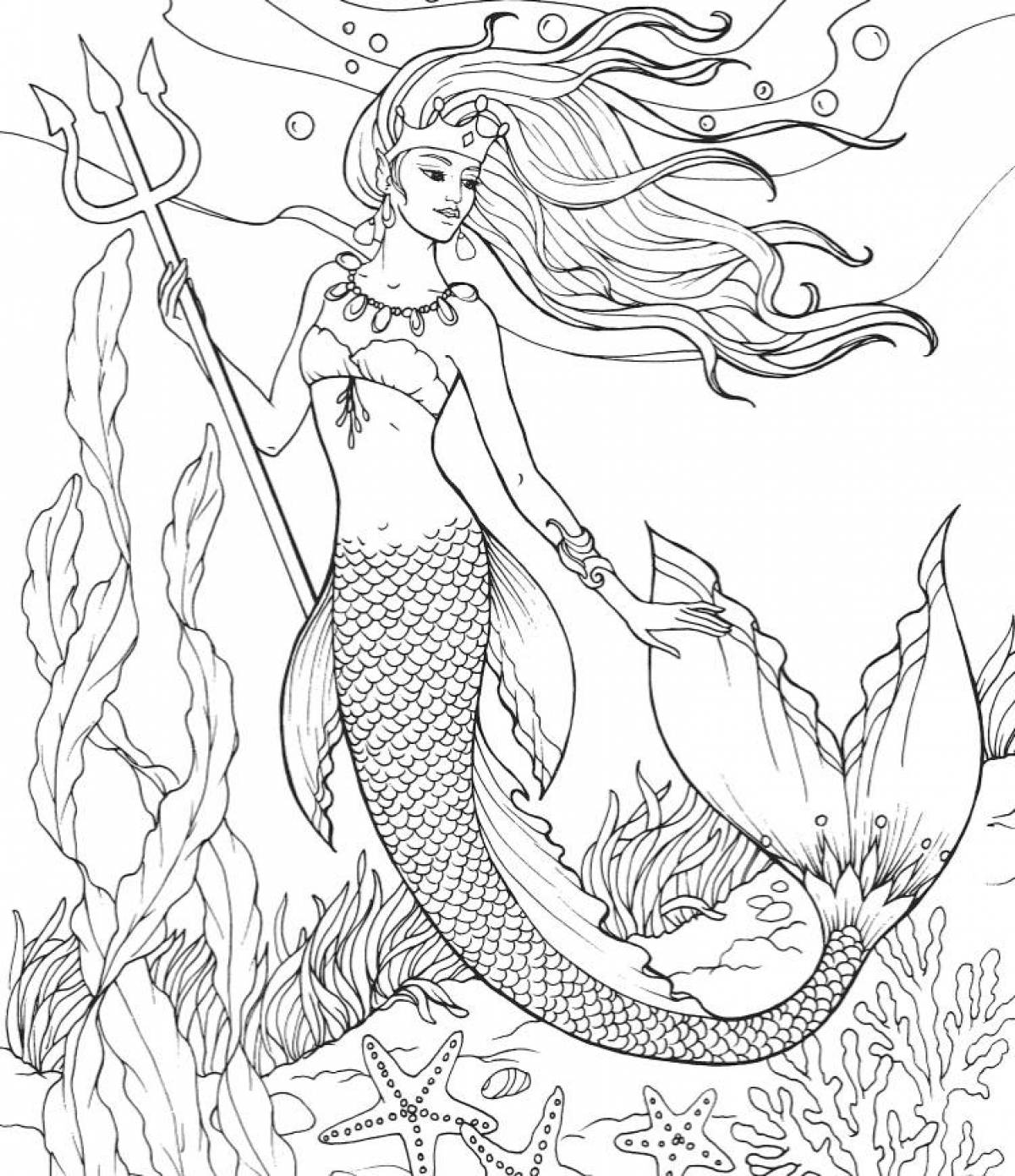 Coloring page for girls mermaid