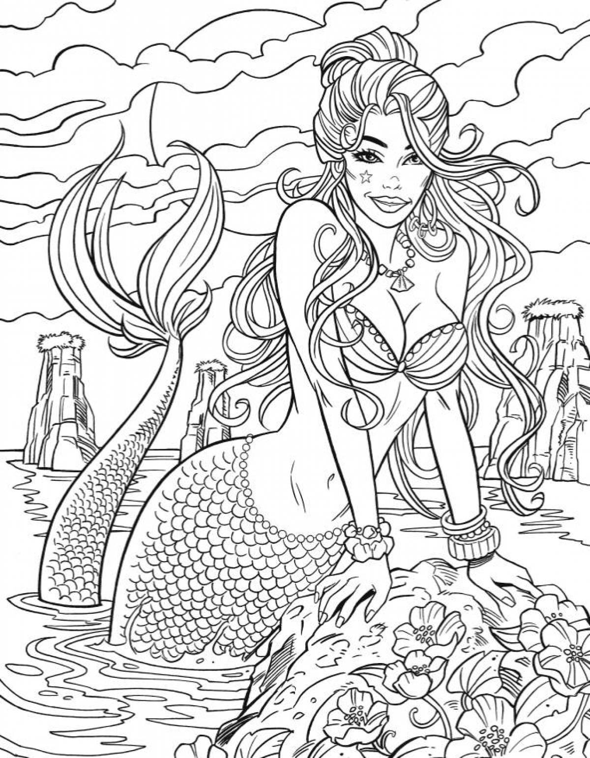 Dazzling mermaid coloring book for girls