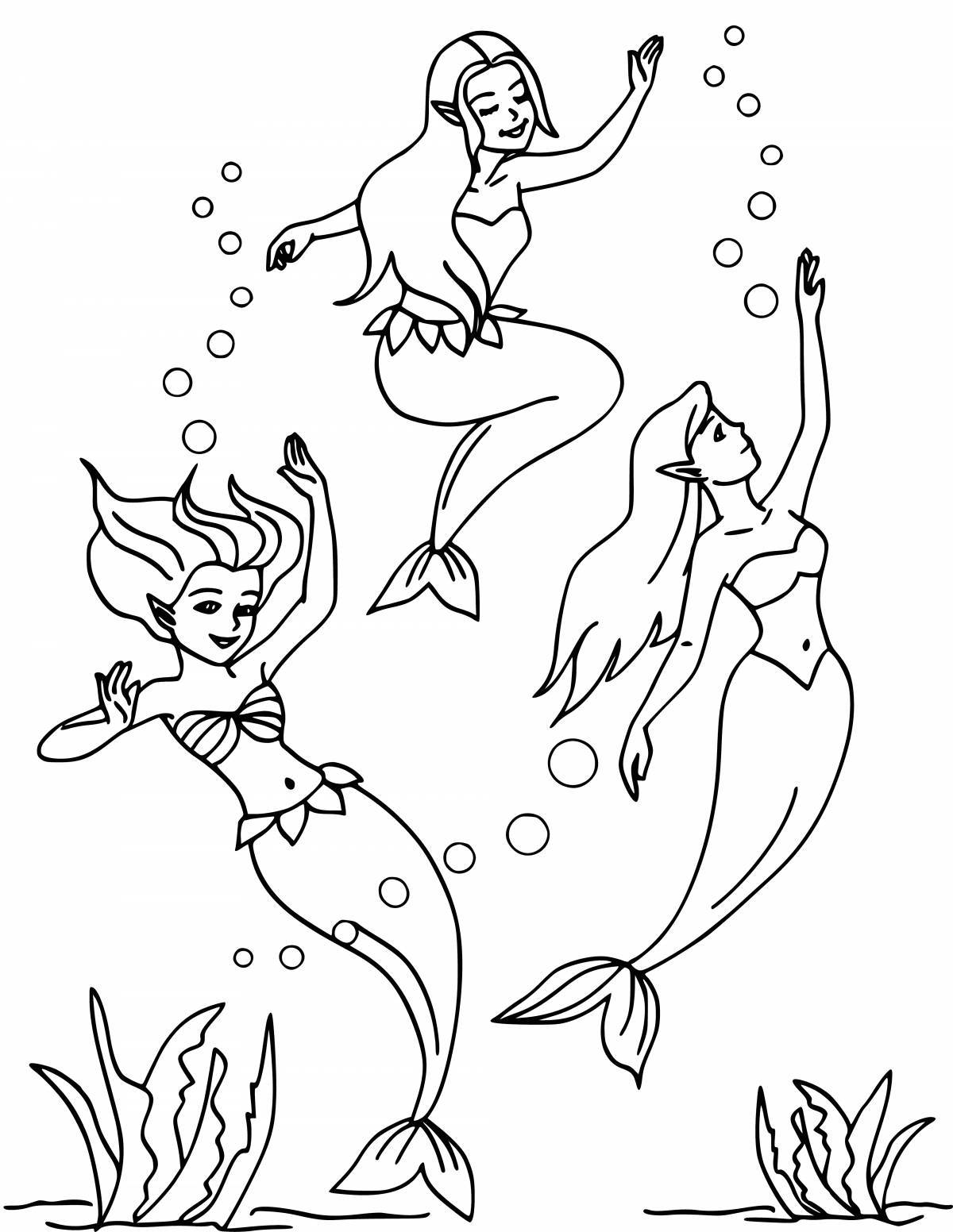 Playful coloring for girls mermaid