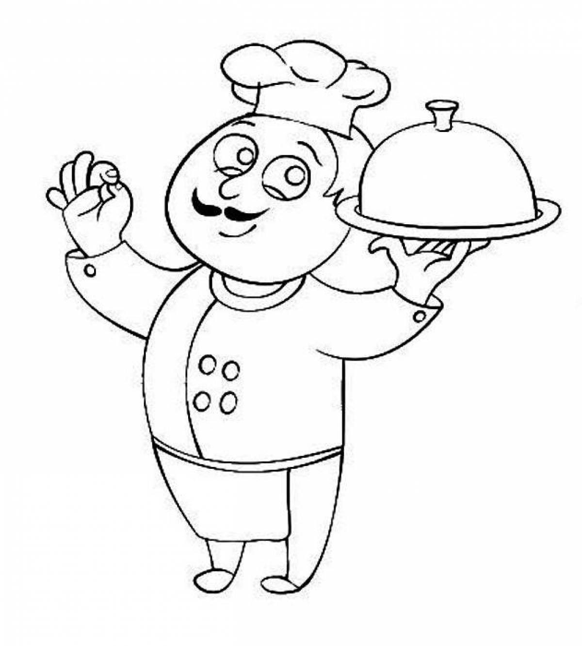 Colorful chef coloring page for kids