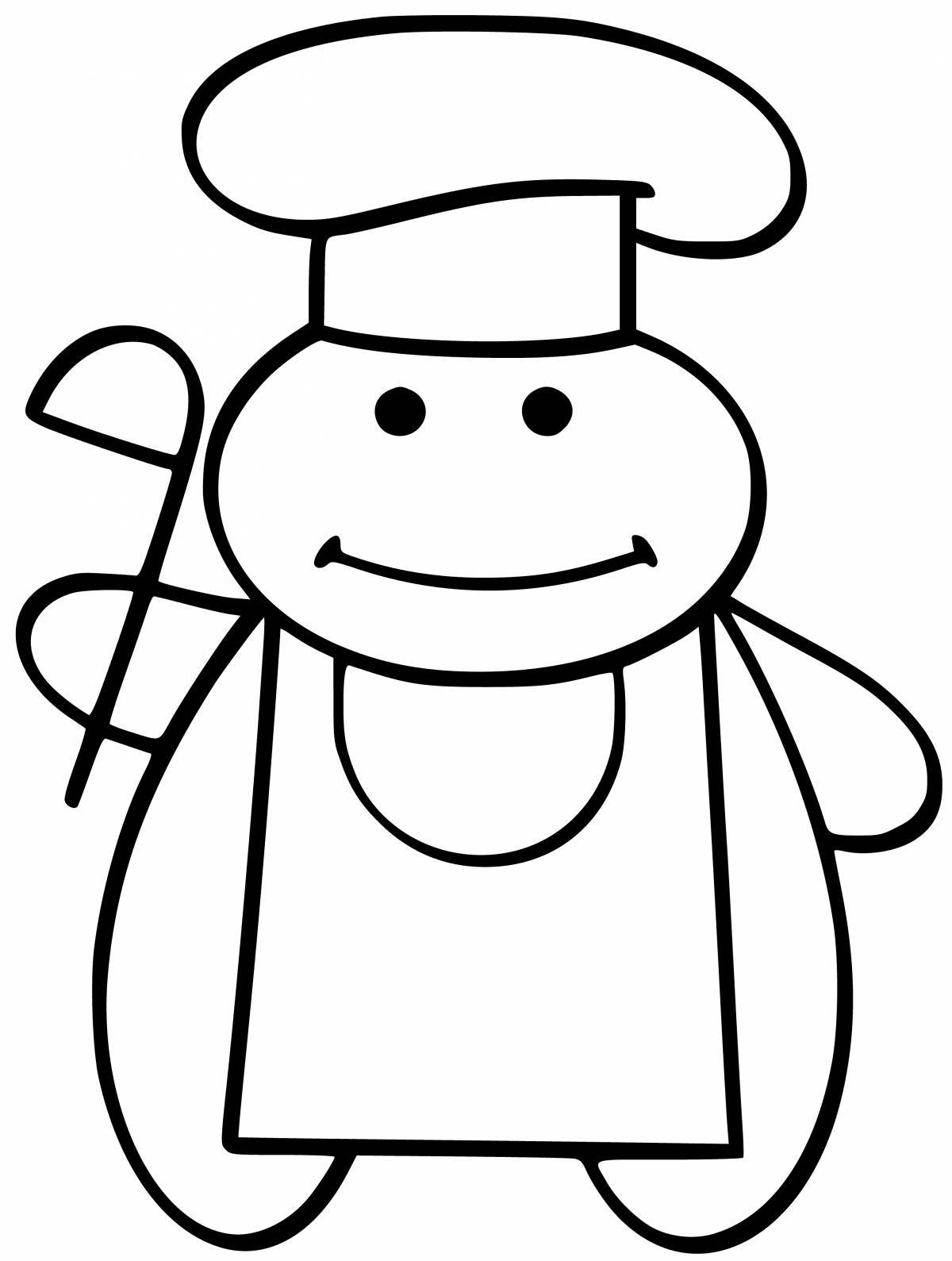Adorable cook coloring page for kids