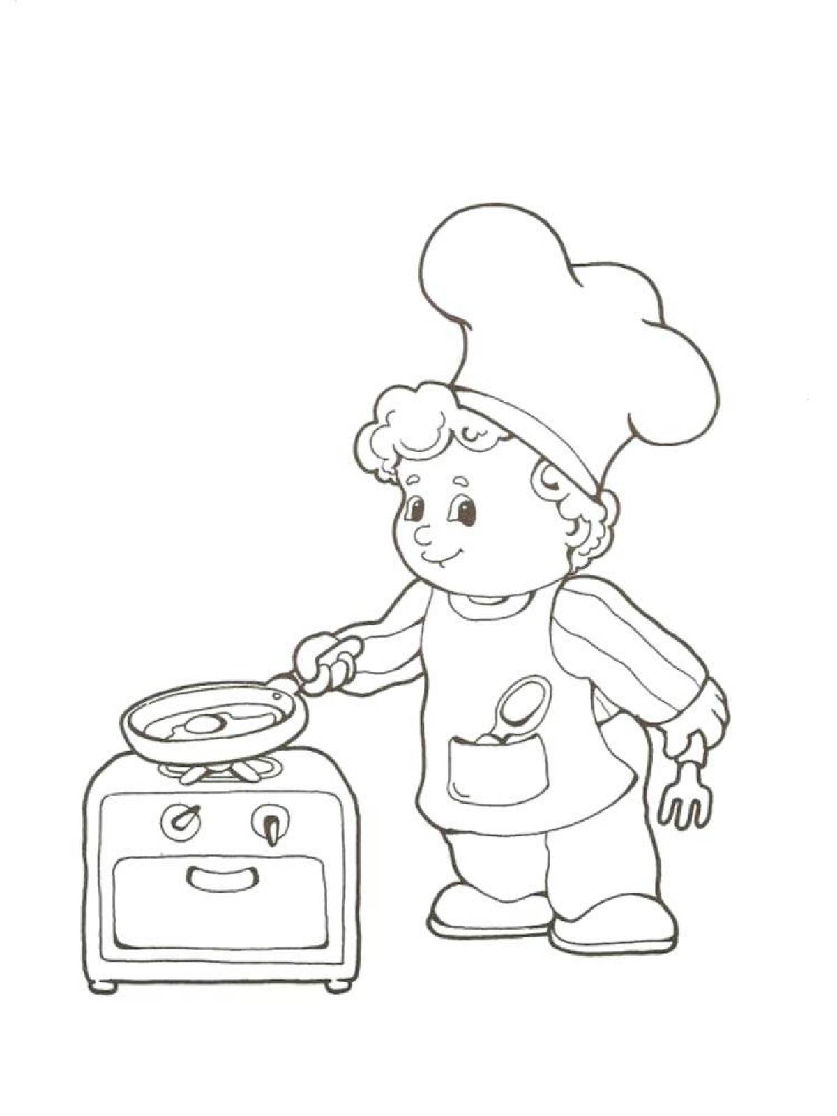 Colourful coloring of the cook for children