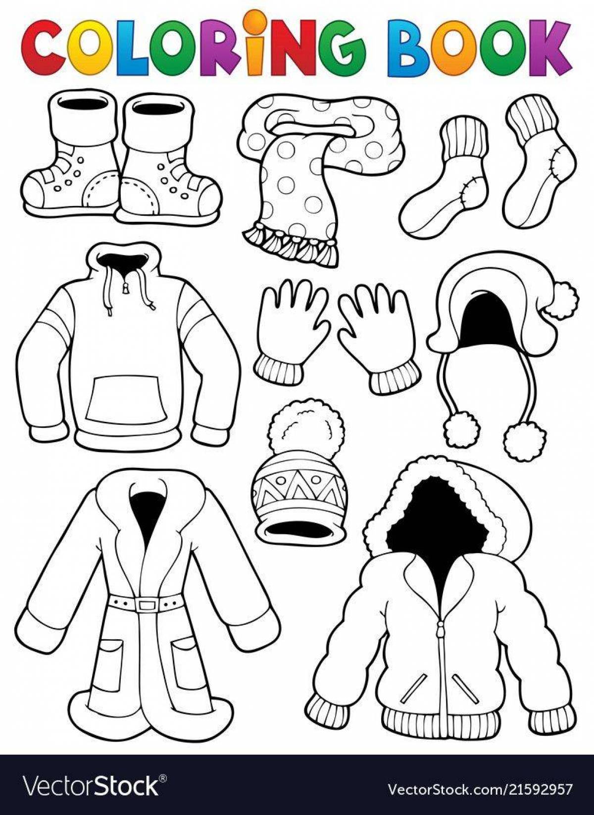 Раскраска яркая зимняя одежда для детей