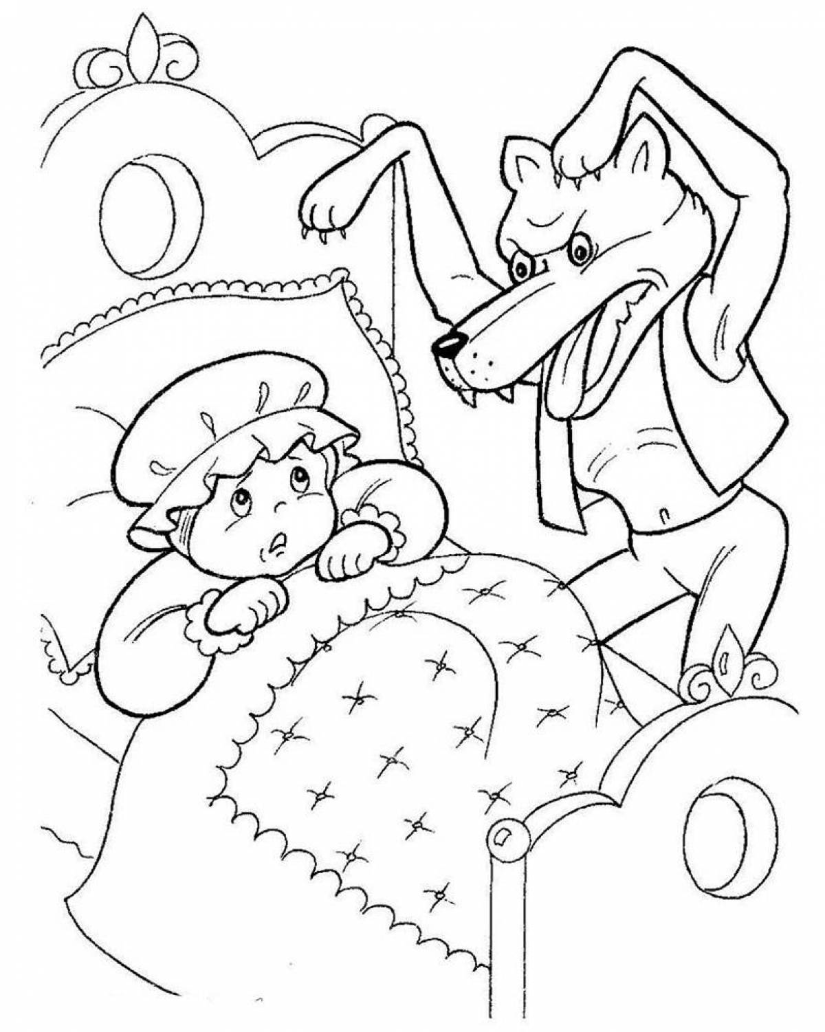 Coloring page charming little red riding hood