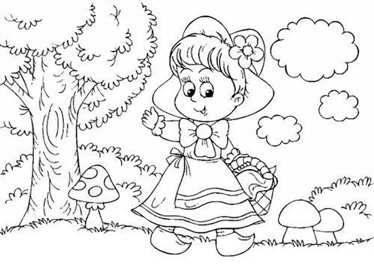 Merry little red riding hood coloring book