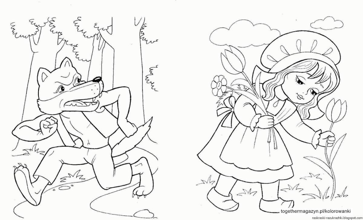 Attractive little red riding hood coloring book