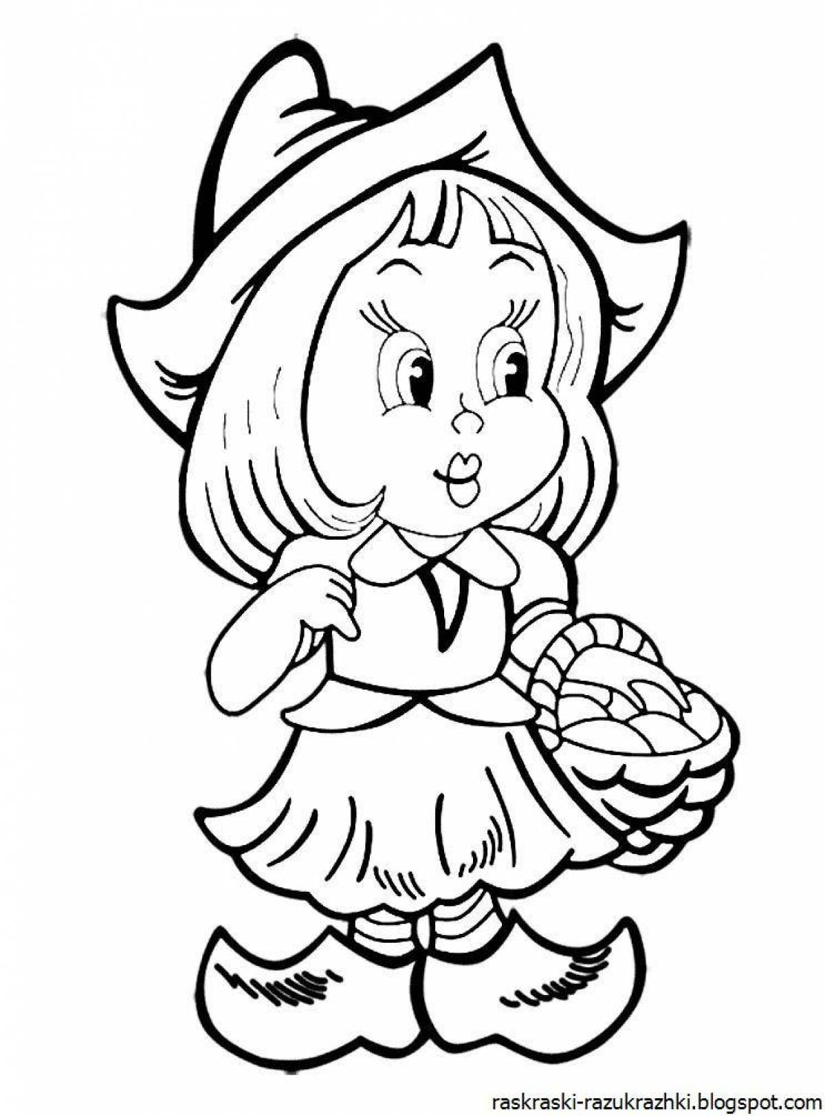 Crazy little red riding hood coloring page