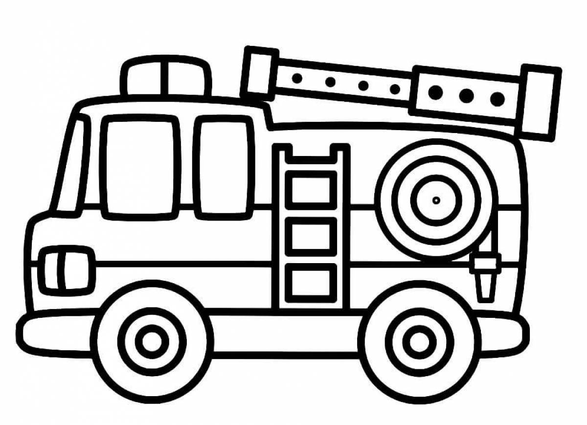 Joyful fire truck coloring for kids