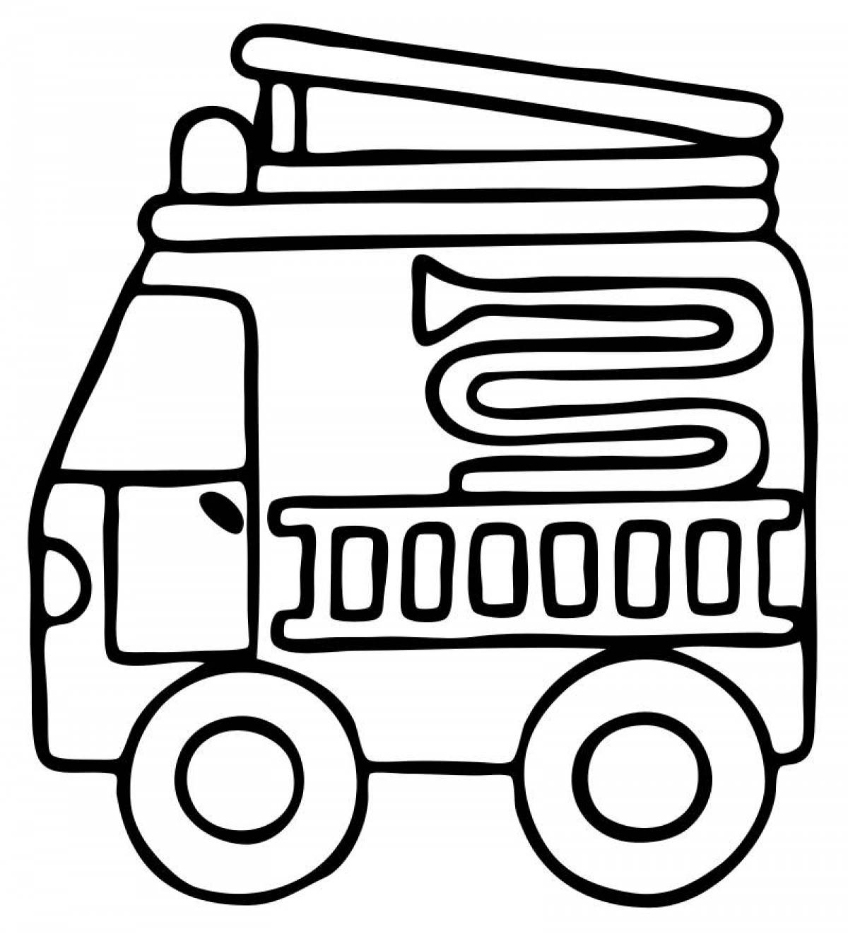 Playful fire truck coloring page for kids