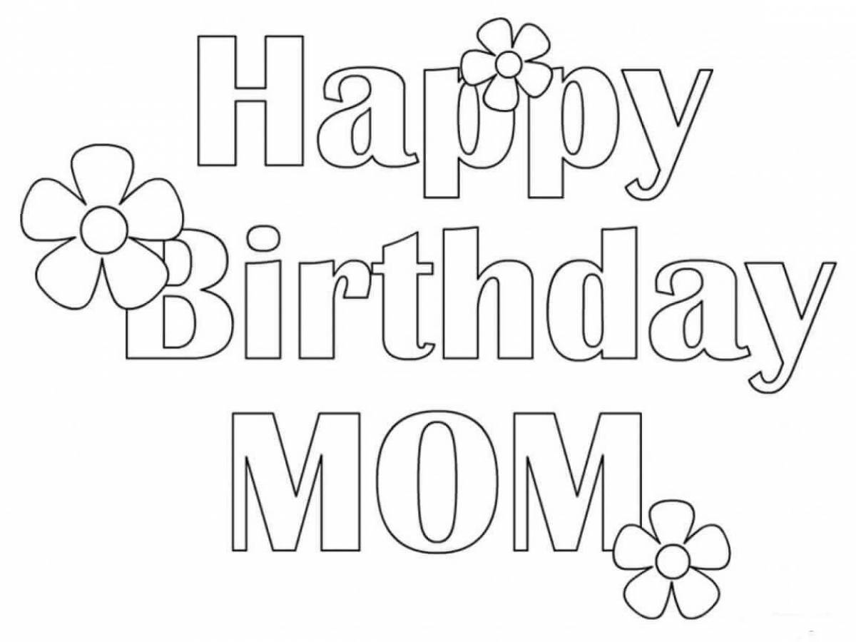 Brilliant birthday mom coloring page