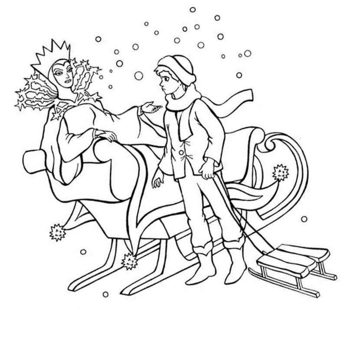 Beautiful snow queen coloring book for kids