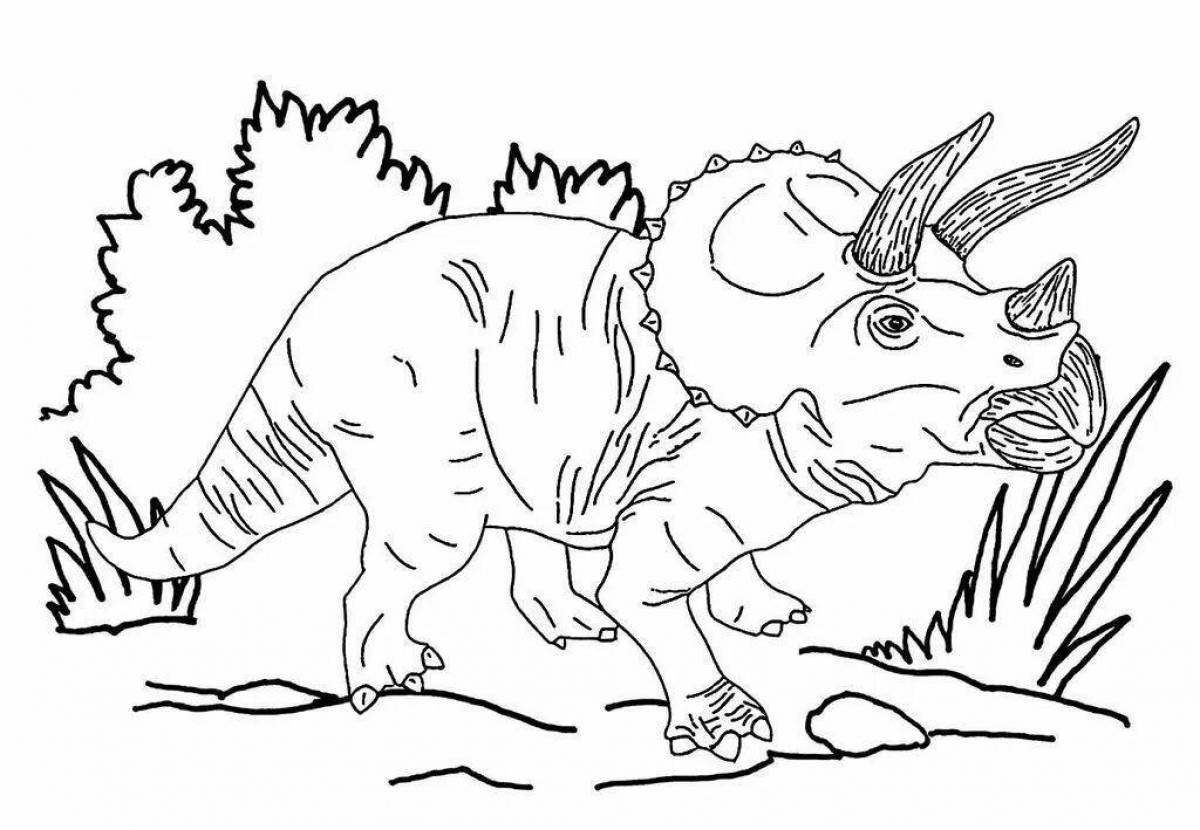 Coloring book bright triceratops