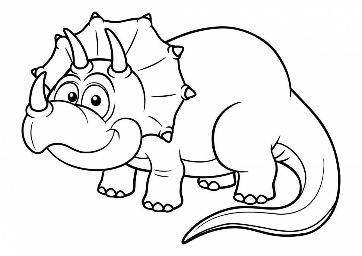 Coloring playful triceratops