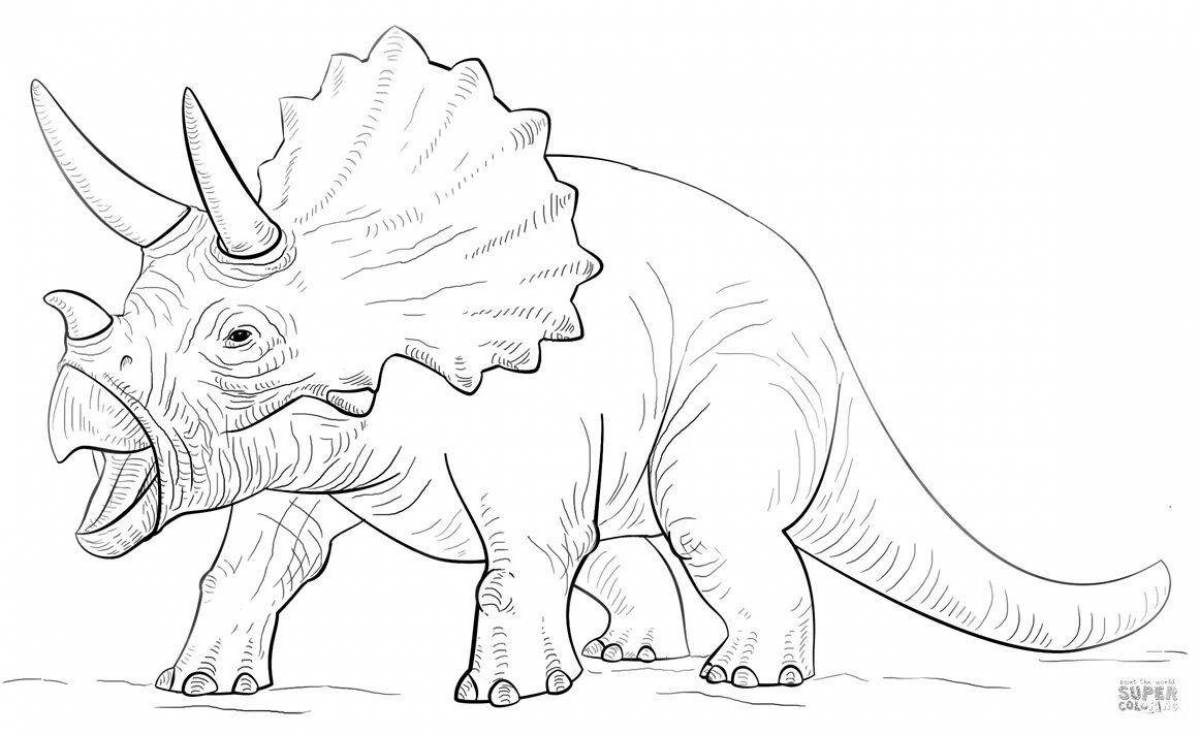 Coloring page of an attractive triceratops