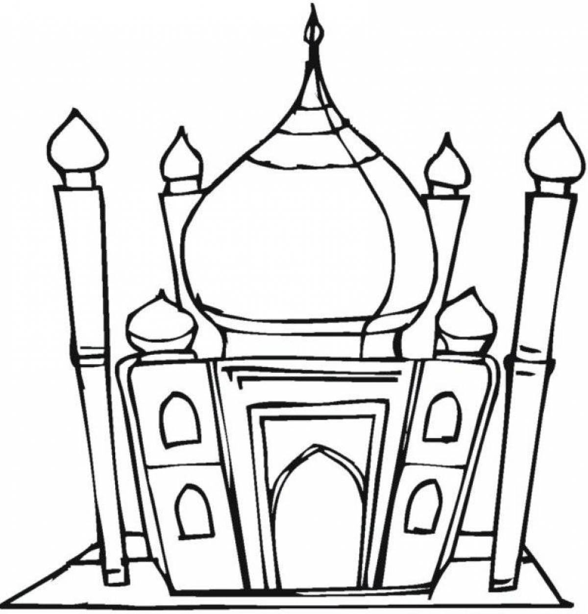 Exquisite mosque coloring page
