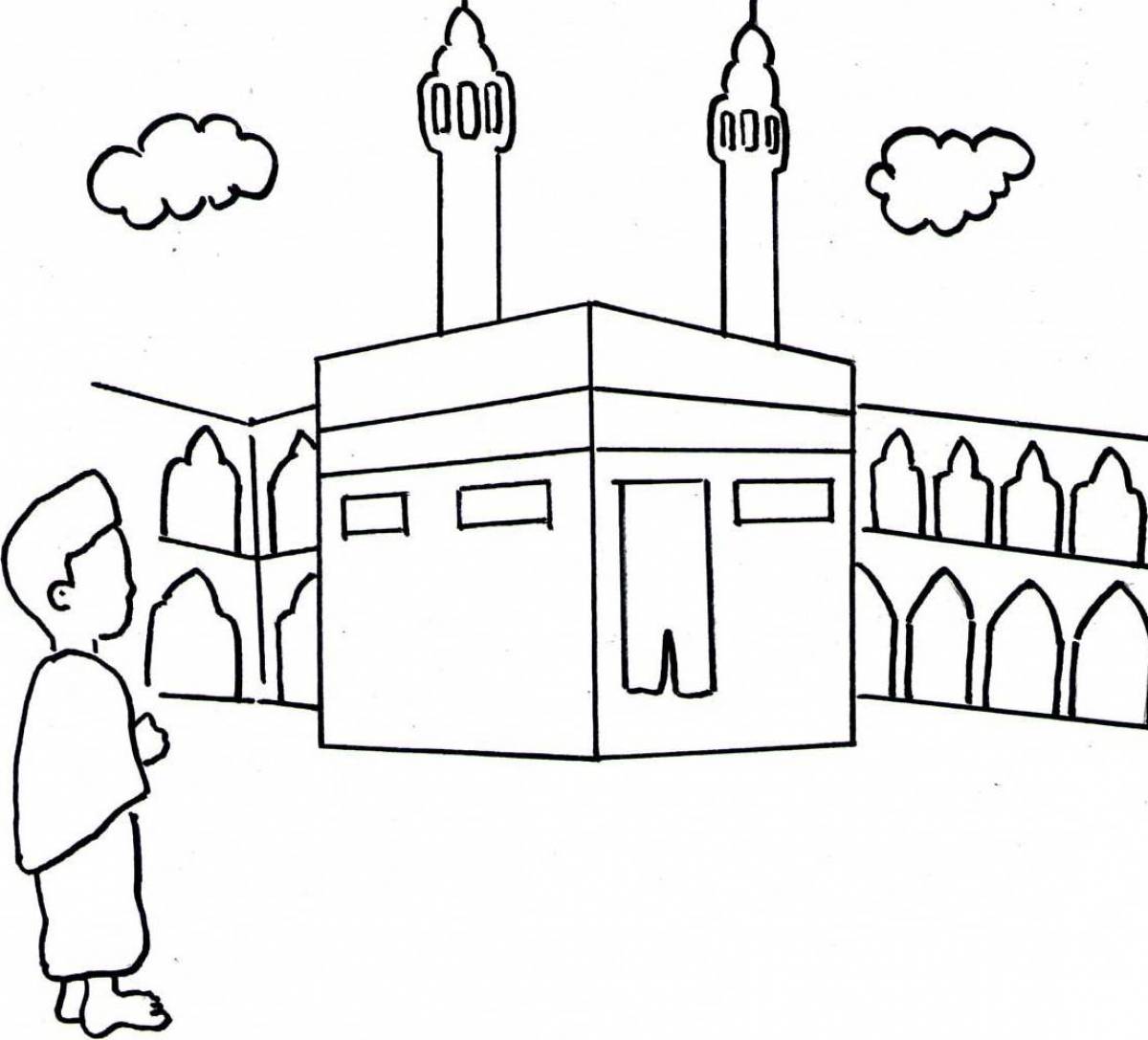 Glowing mosque coloring page