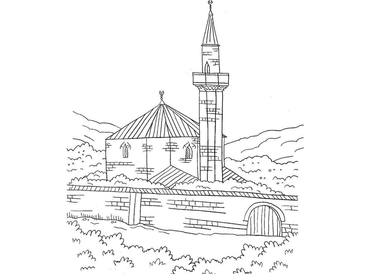 High mosque coloring page