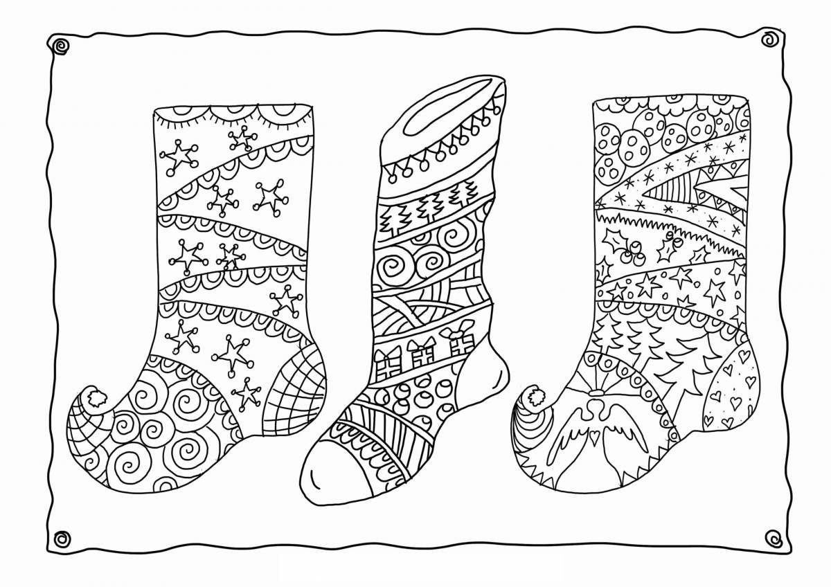 Holiday socks coloring page