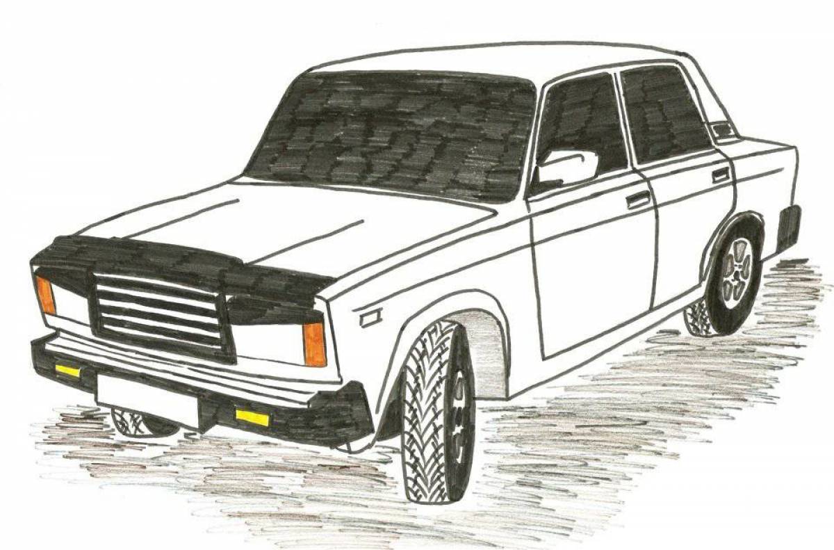 Charming car coloring page