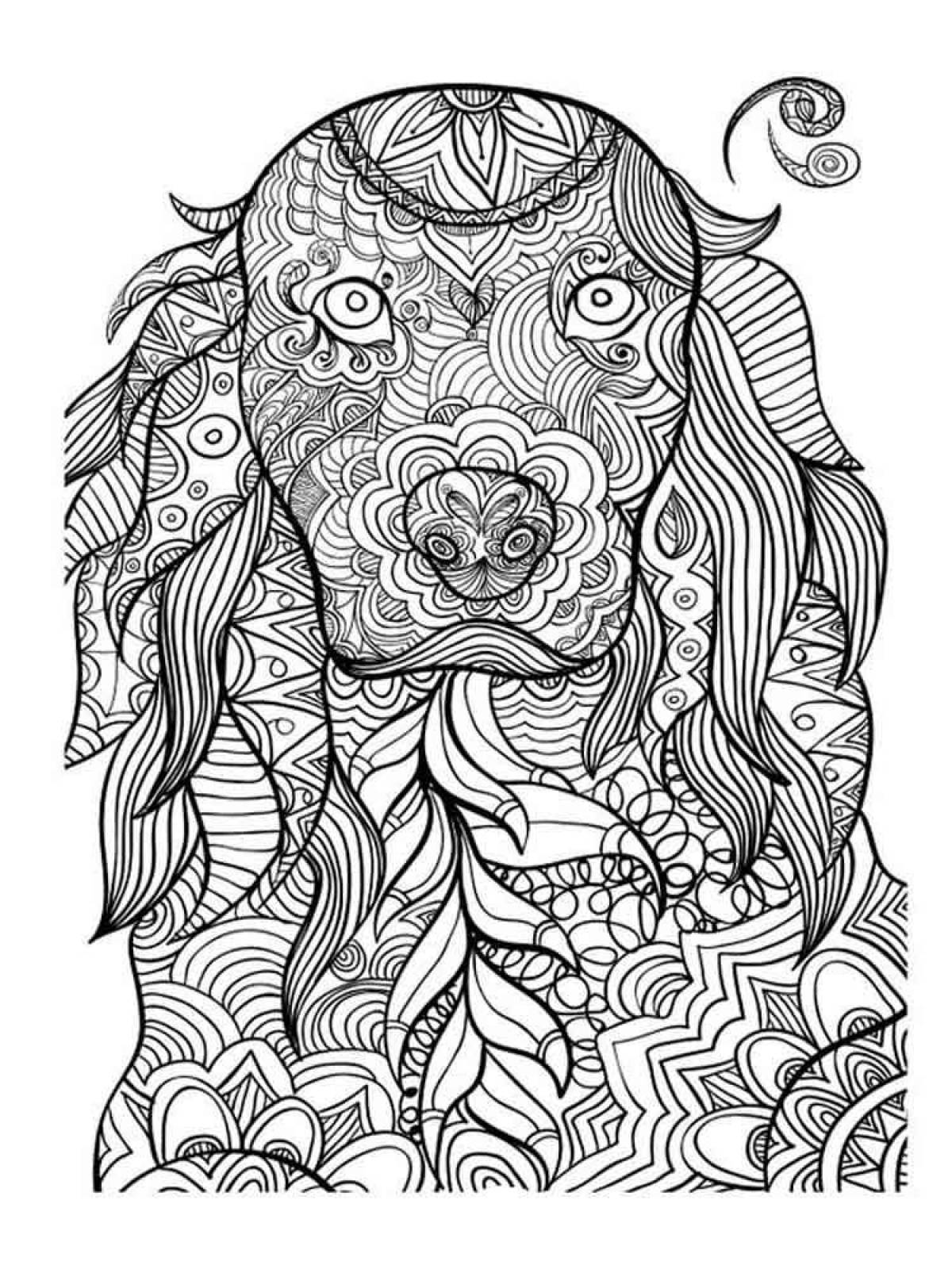 Radiant coloring page complex animals