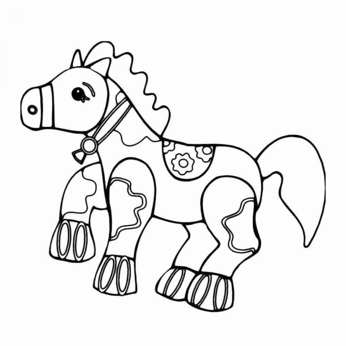 Игривая раскраска лошадь для детей