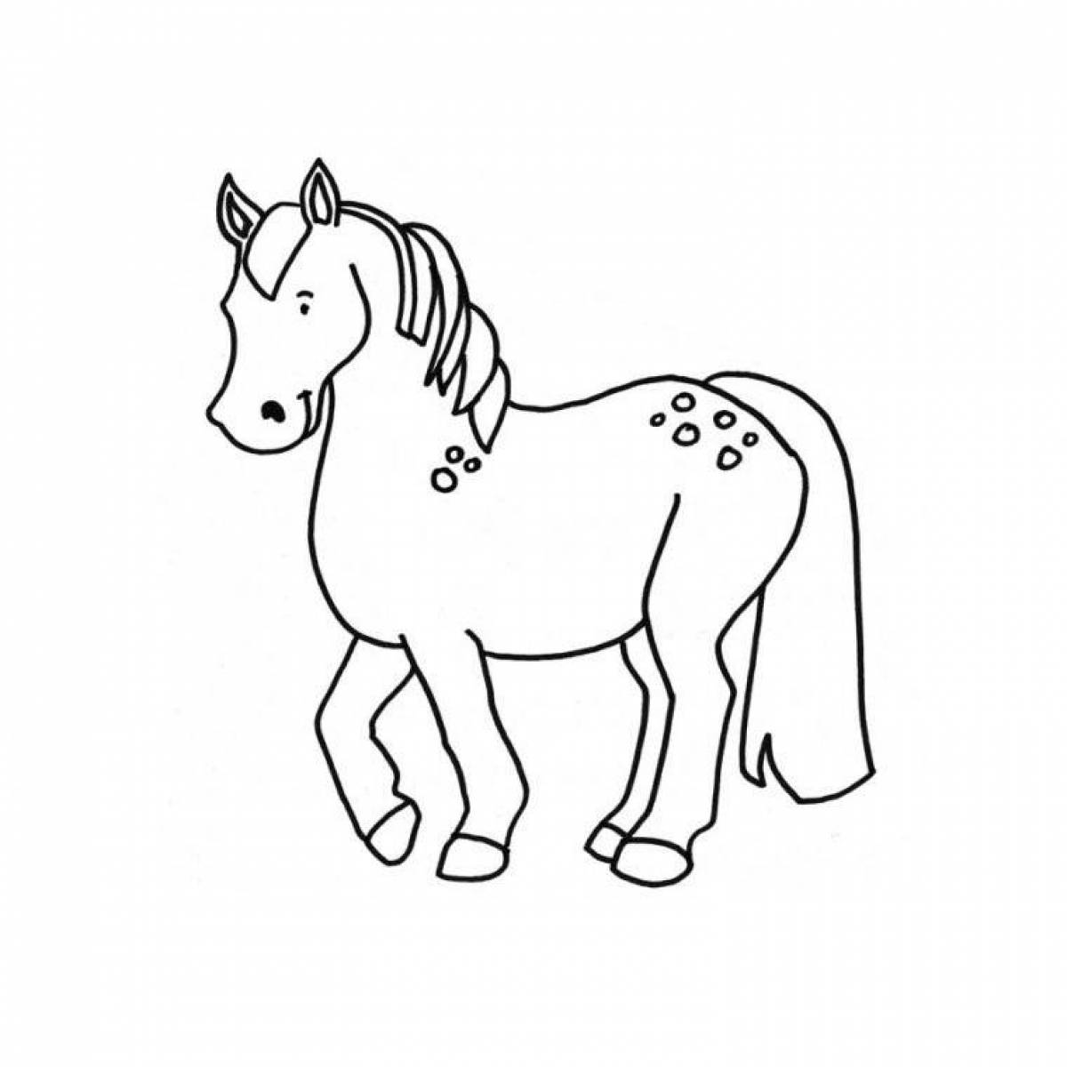 Энергичная серая раскраска лошадь для детей