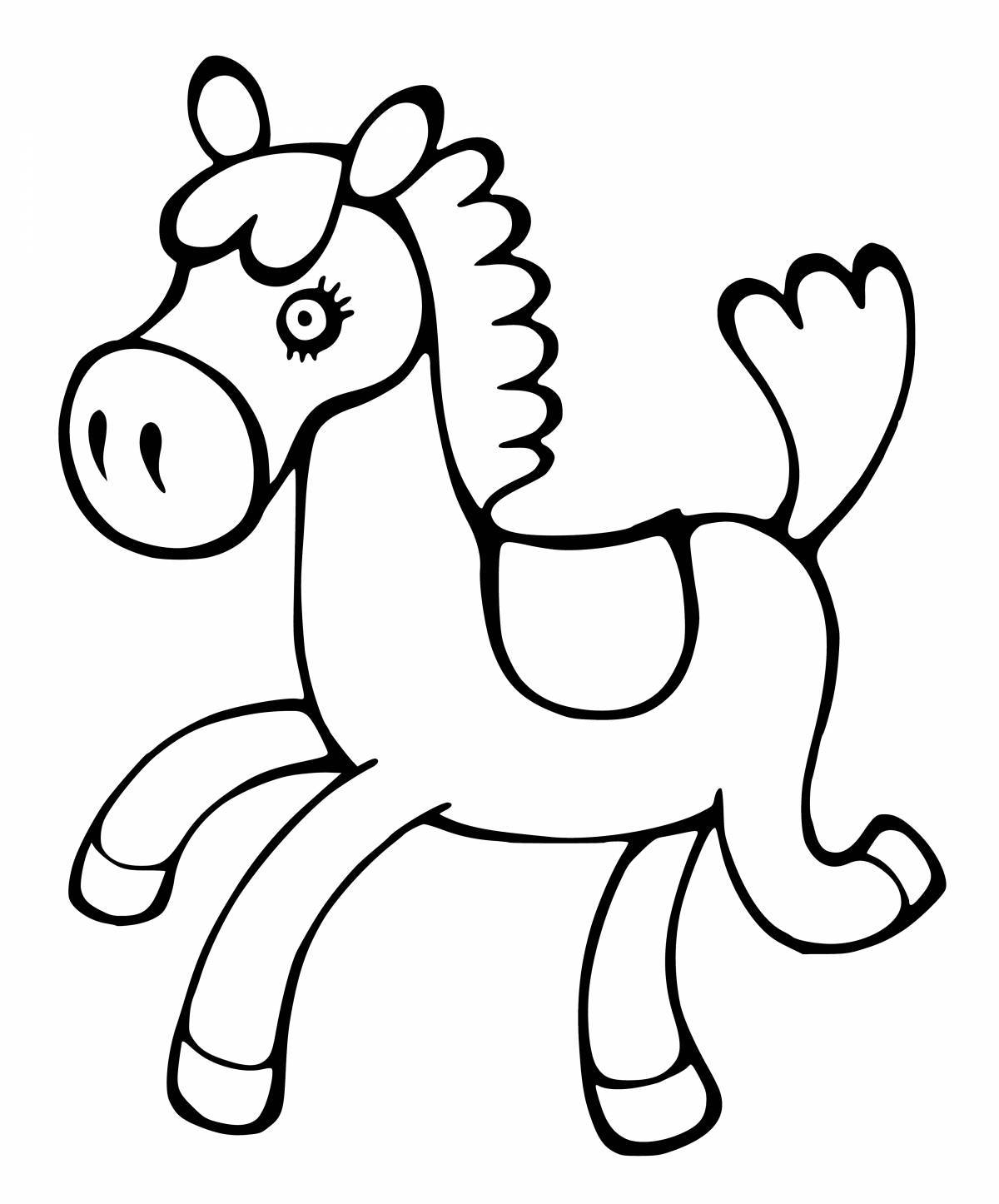 Coloring horse for a galloping foal for children