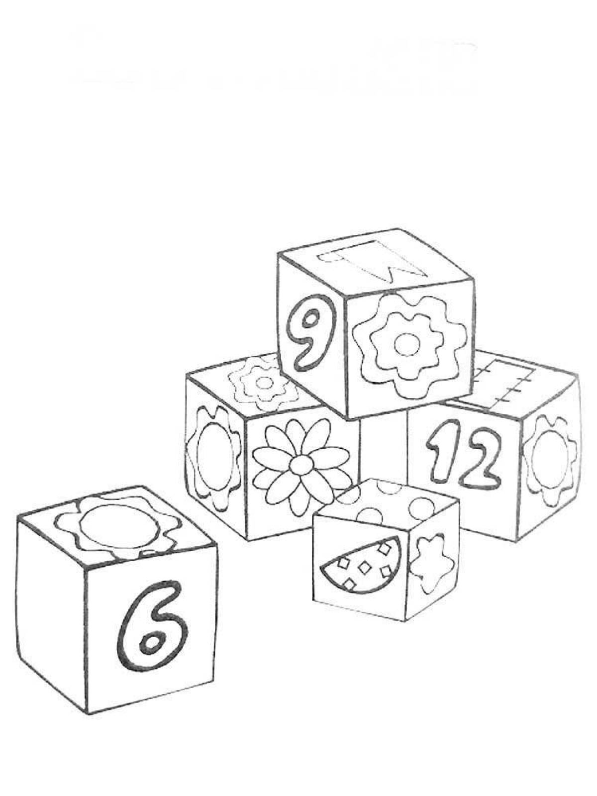 Playful cube coloring page