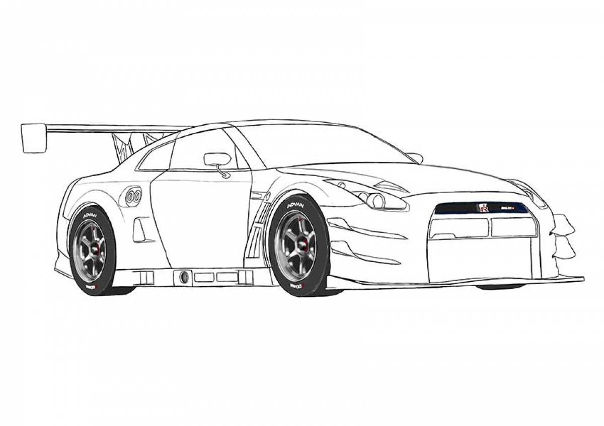 Majestic nissan gtr coloring page