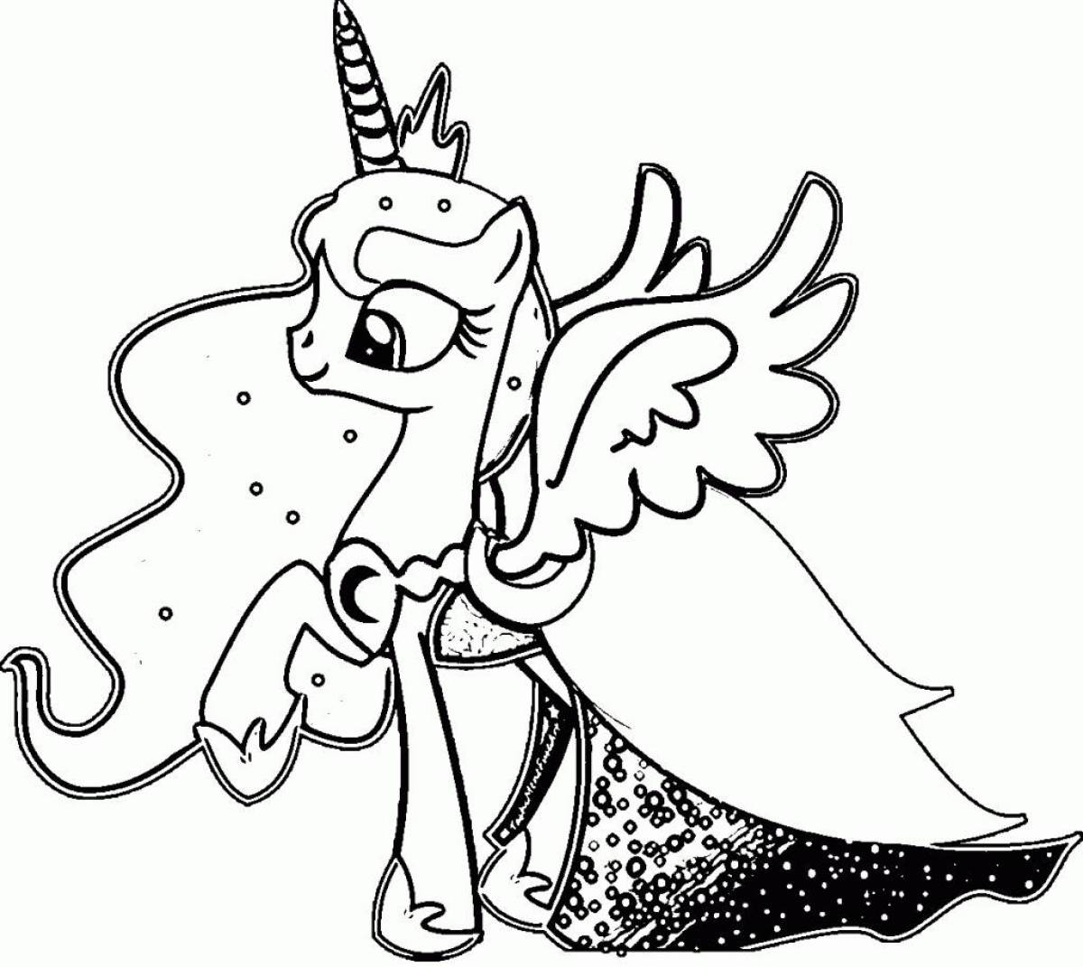 Radiant coloring page moon pony
