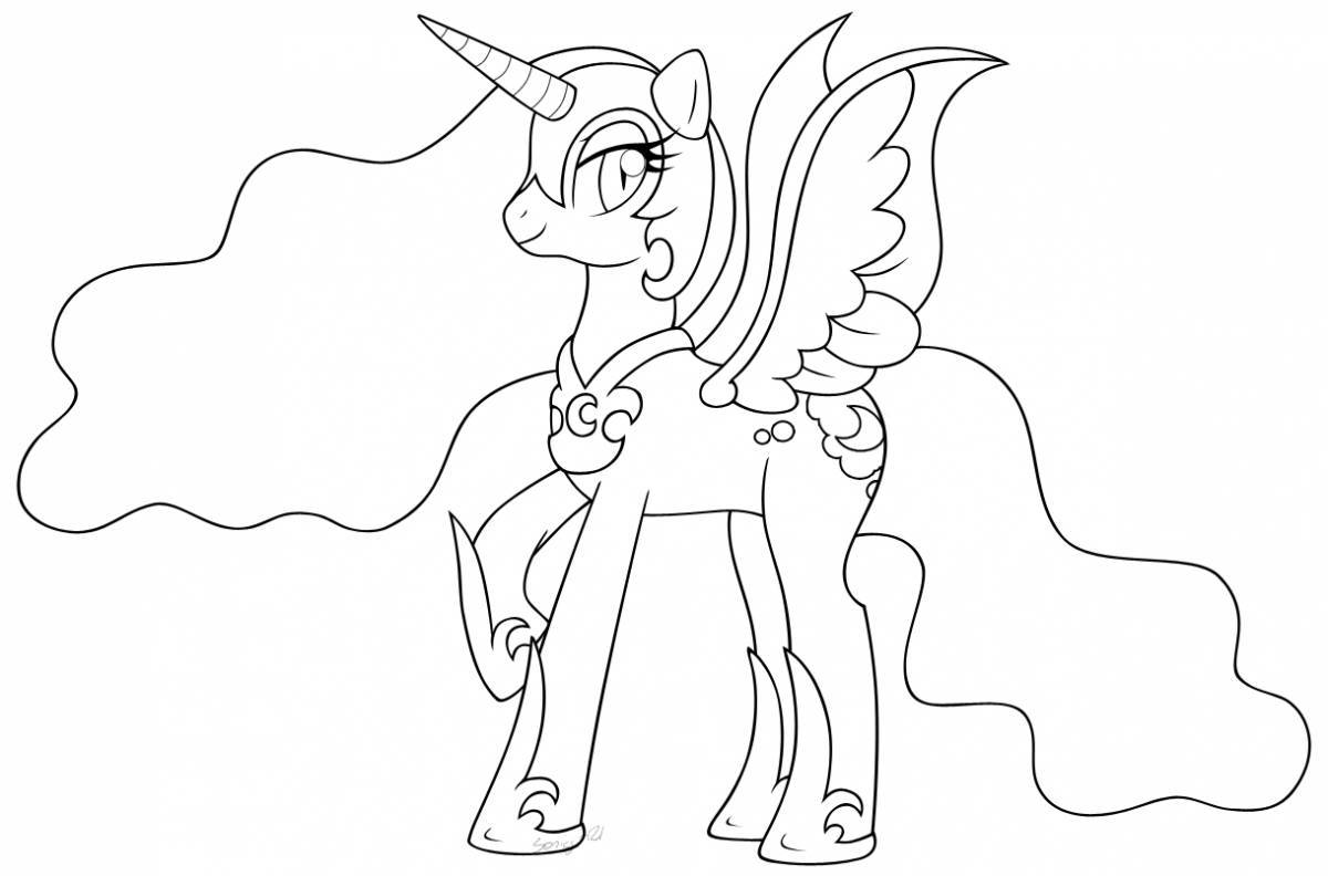 Playful moon pony coloring book
